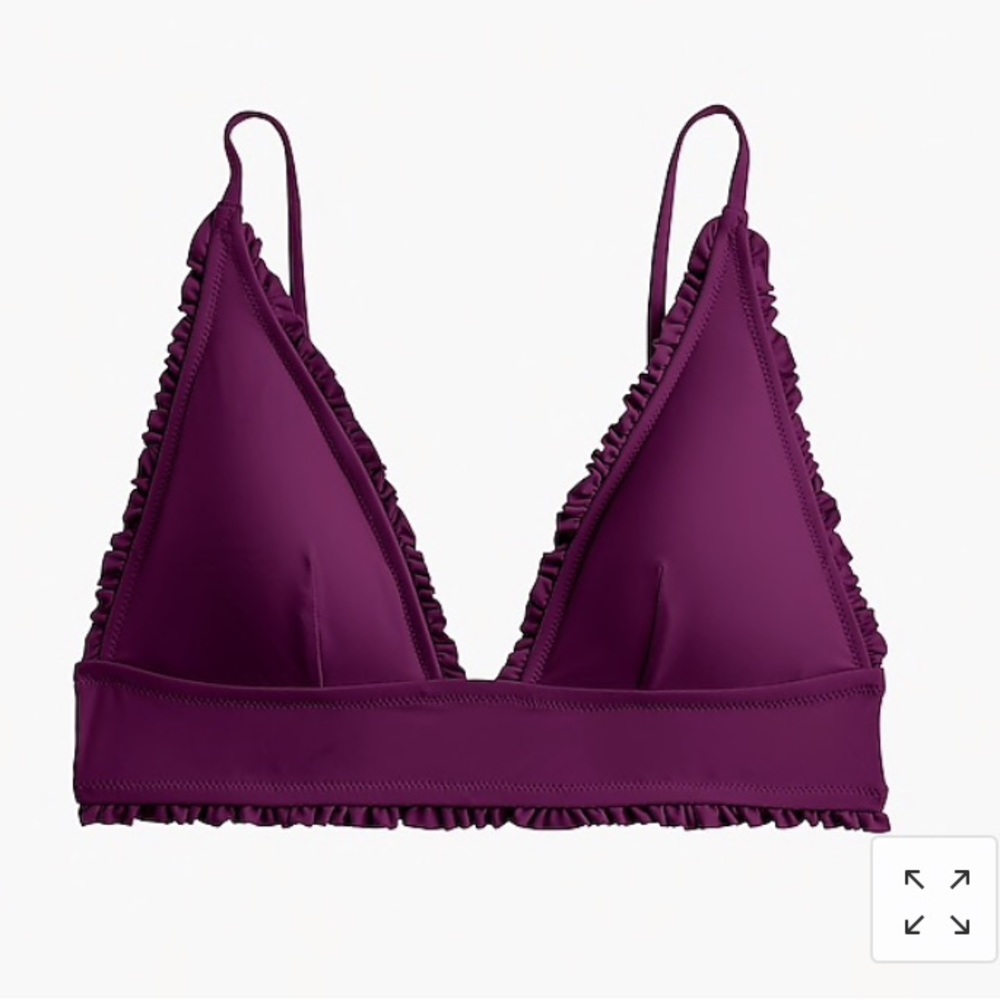 New J. Crew ruffled deep v bikini top